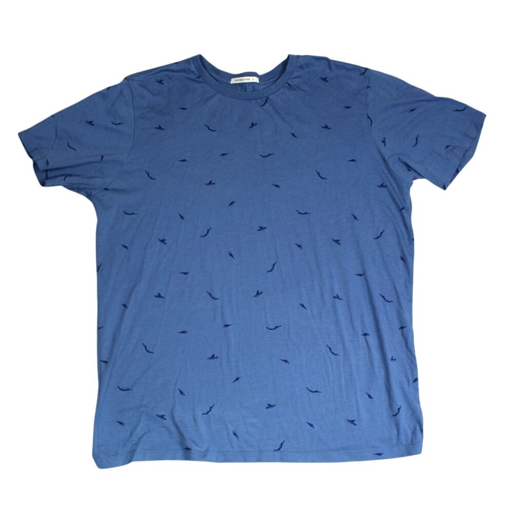 Marine Layer T Shirt Tee Mens Large Blue Bird Print Crew Neck Soft Summer Beach
